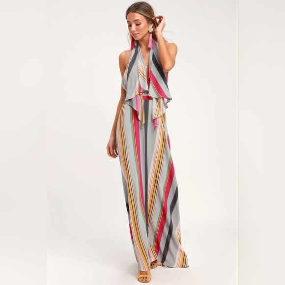Lulu's Esplanade Halter Maxi Dress - BEAUTIFUL - Picture 1 of 8